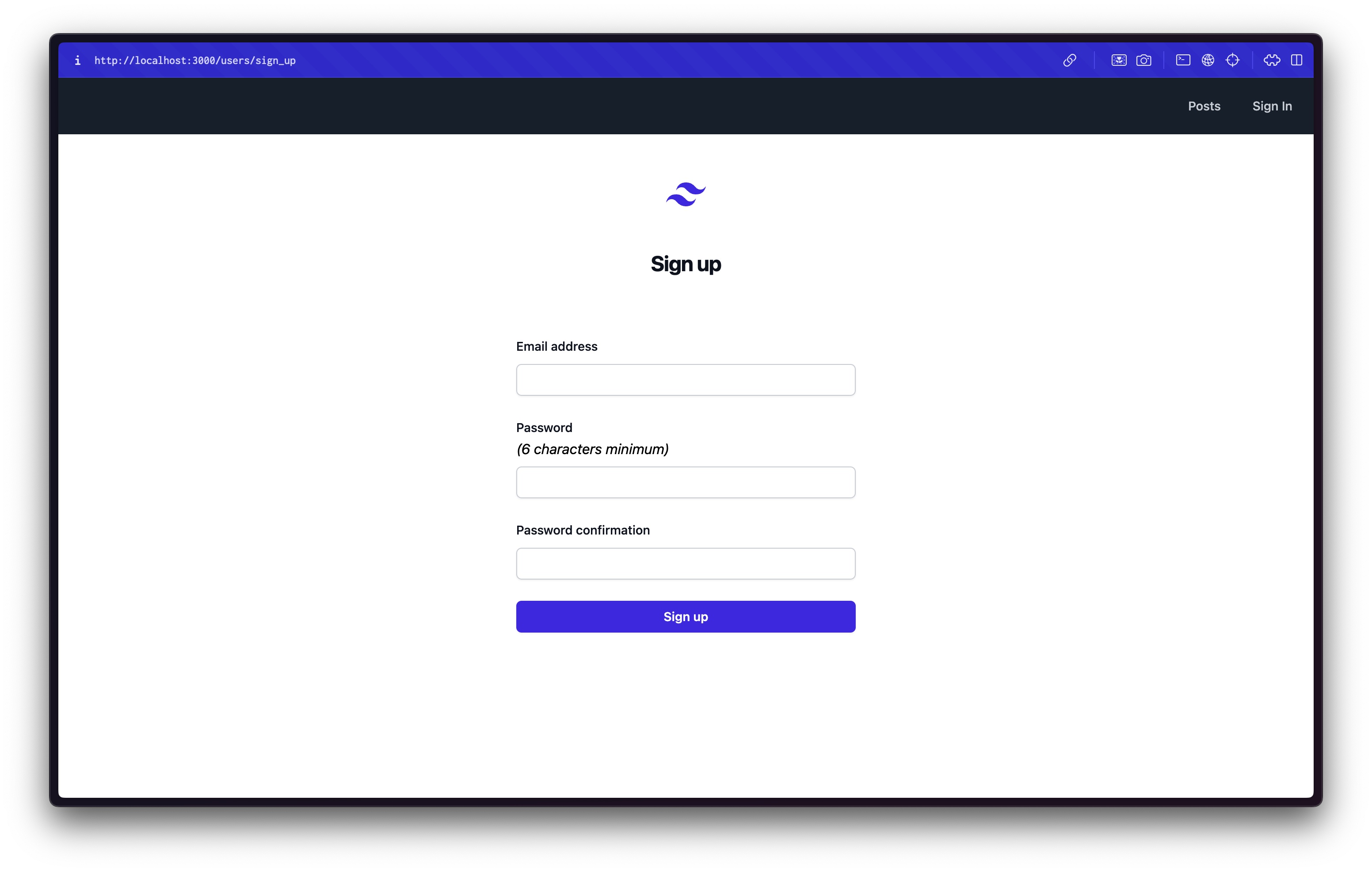 Registration page with Tailwind CSS