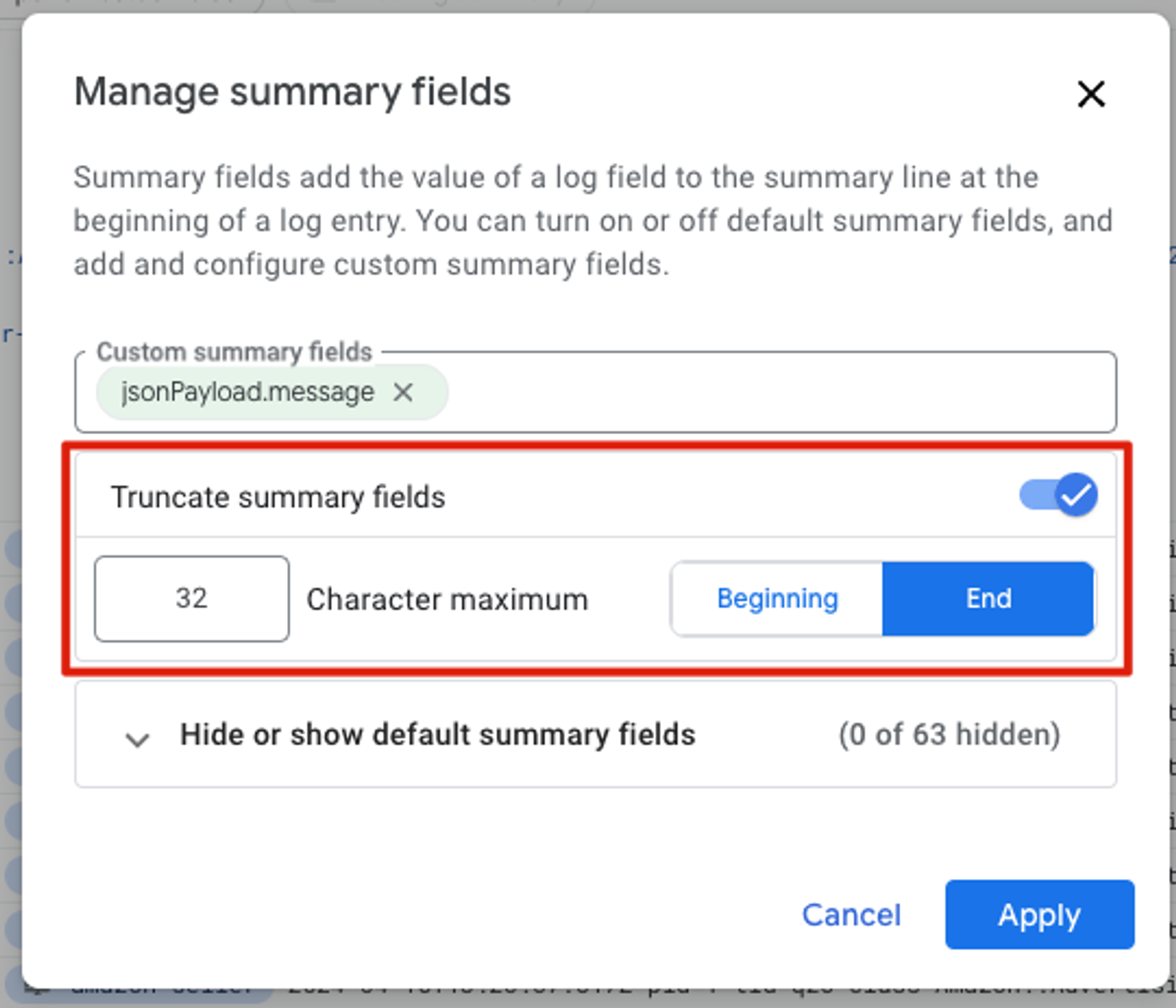 truncate summary field